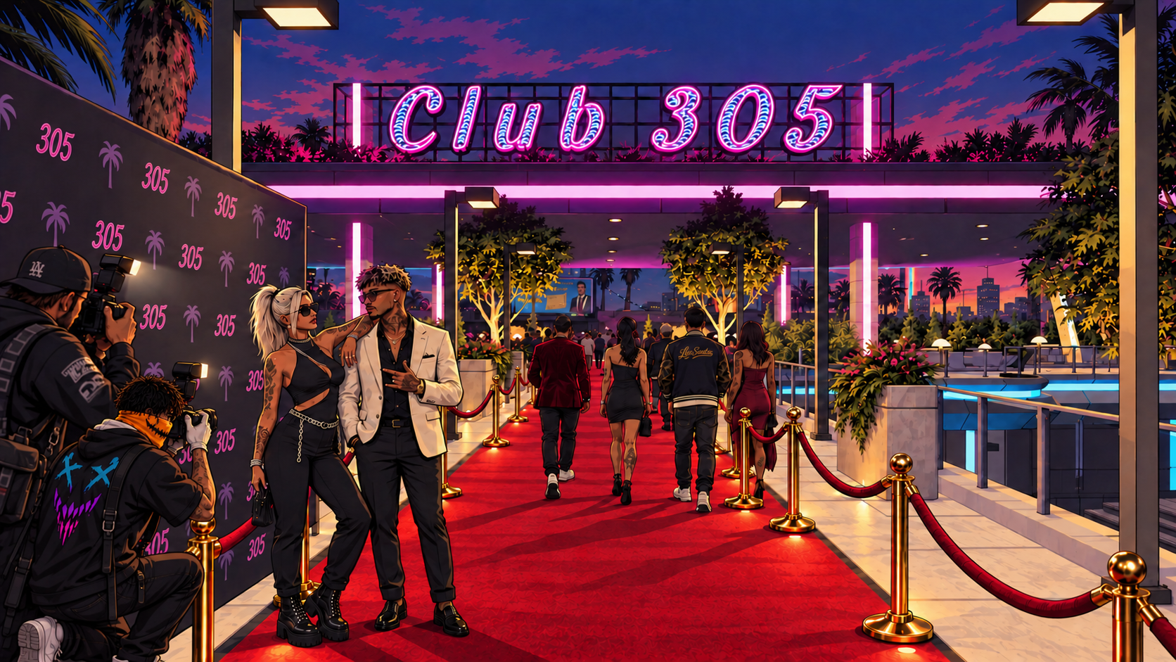The official photographer capturing guests at the Club 305 press wall