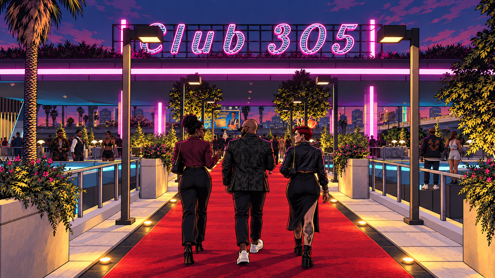 Guests arriving for the celebration at Club 305