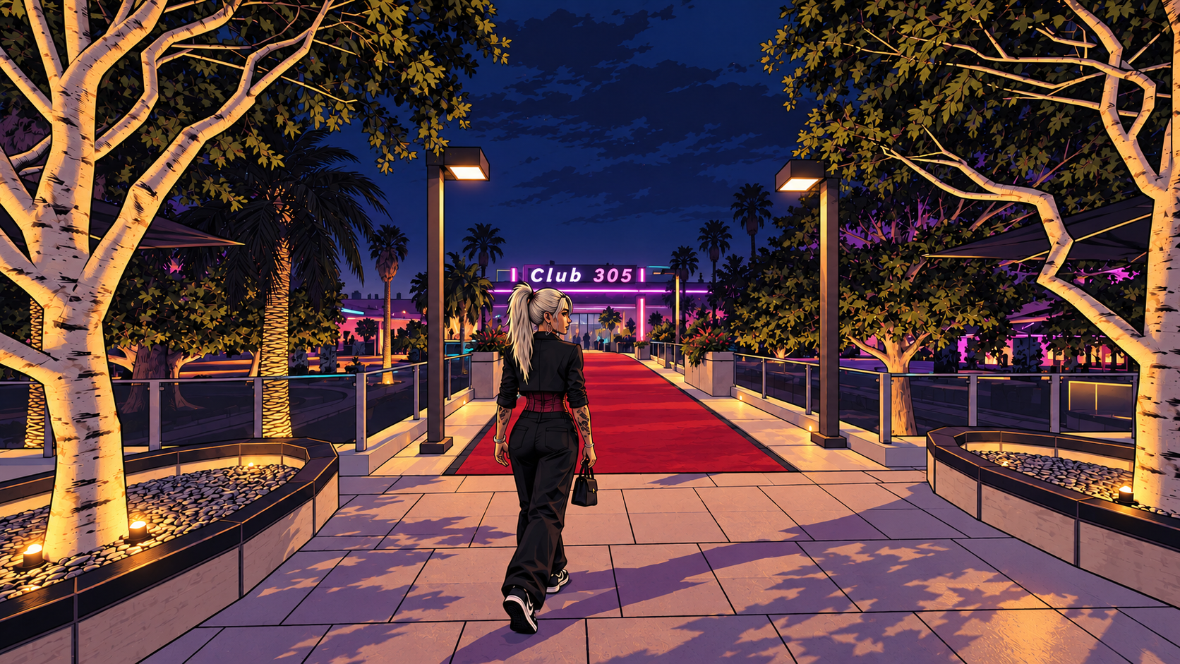 A guest making a final arrival on the Palmetto carpet